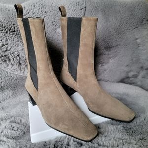 Vagabond Shoemakers Gabi Grey Leather Mid-Calf Boots, Size 6 (EU 36)